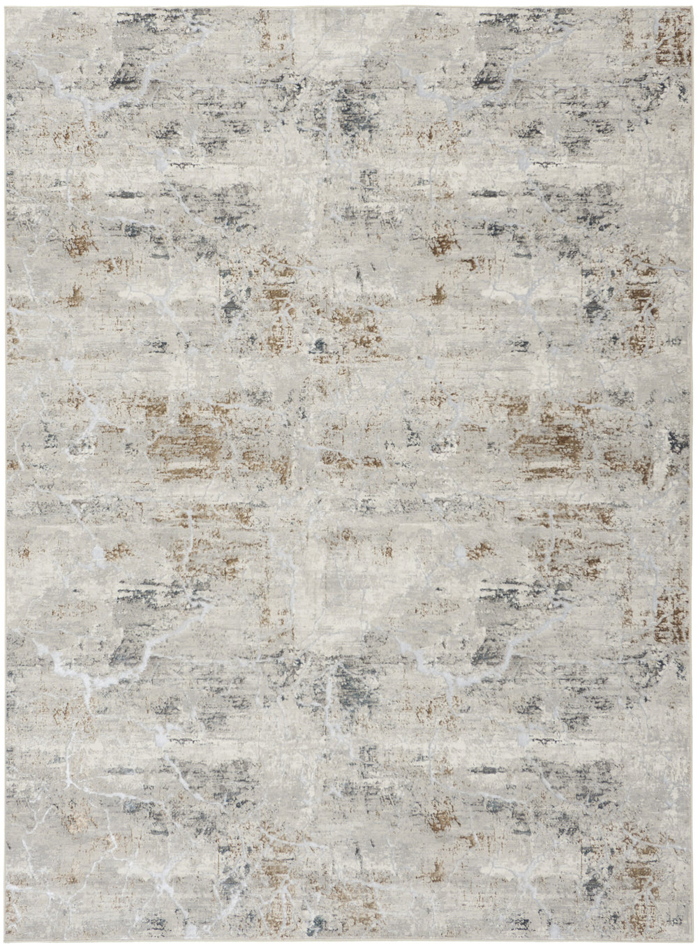 Homeroots 8' X 10' Ivory Gray And Brown Abstract Non Skid Area Rug  Polyester 550597