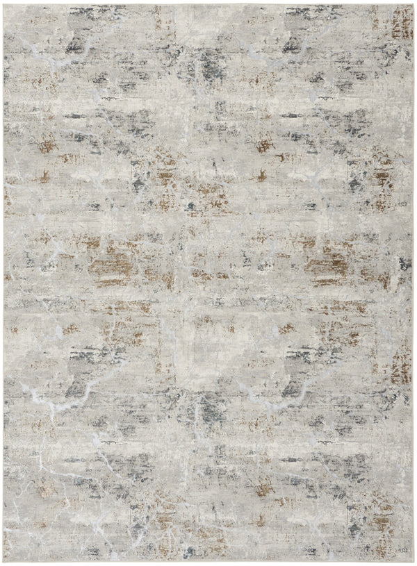 Homeroots 8' X 10' Ivory Gray And Brown Abstract Non Skid Area Rug  Polyester 550597