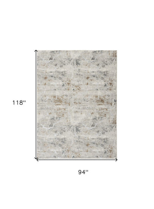 Homeroots 8' X 10' Ivory Gray And Brown Abstract Non Skid Area Rug  Polyester 550597