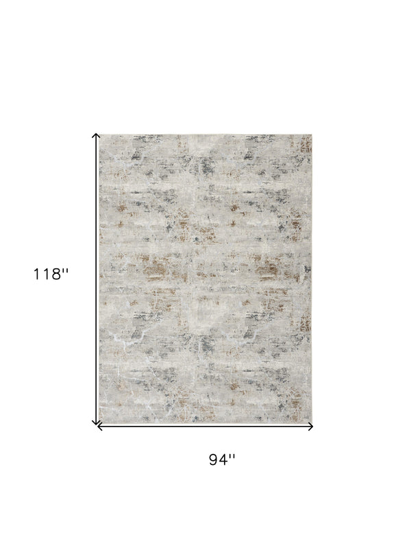 Homeroots 8' X 10' Ivory Gray And Brown Abstract Non Skid Area Rug  Polyester 550597