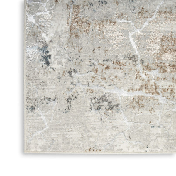 HomeRoots 8' X 10' Modern Abstract Area Rug in Ivory, Gray & Brown - Non-Skid, Stain-Resistant for Every Room! 550597