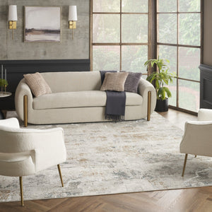 HomeRoots 8' X 10' Modern Abstract Area Rug in Ivory, Gray & Brown - Non-Skid, Stain-Resistant for Every Room! 550597