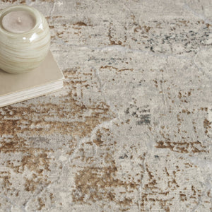 HomeRoots 8' X 10' Modern Abstract Area Rug in Ivory, Gray & Brown - Non-Skid, Stain-Resistant for Every Room! 550597