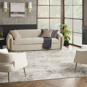 Homeroots 8' X 10' Ivory Gray And Brown Abstract Non Skid Area Rug  Polyester 550597