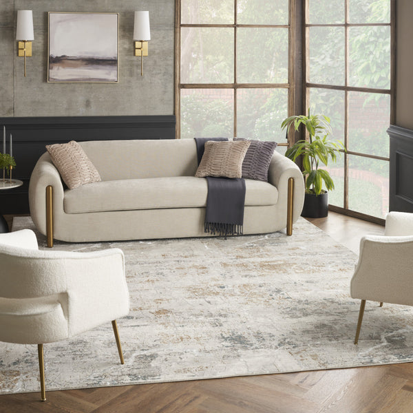 Homeroots 8' X 10' Ivory Gray And Brown Abstract Non Skid Area Rug  Polyester 550597