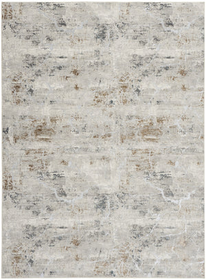 Homeroots 8' X 10' Ivory Gray And Brown Abstract Non Skid Area Rug  Polyester 550597