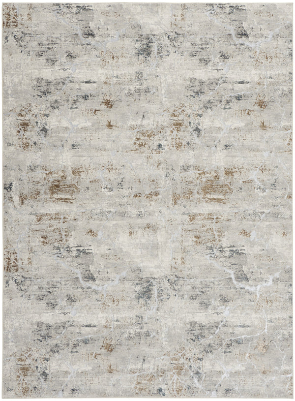 Homeroots 8' X 10' Ivory Gray And Brown Abstract Non Skid Area Rug  Polyester 550597