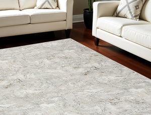 Homeroots 8' X 10' Ivory Gray And Brown Abstract Non Skid Area Rug  Polyester 550598