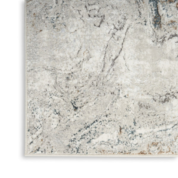 HomeRoots 5' Ivory Gray and Brown Abstract Area Rug – Soft, Non-Skid, Stain-Resistant Design for Modern Spaces 8' X 10' 550598