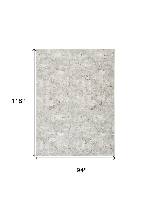 Homeroots 8' X 10' Ivory Gray And Brown Abstract Non Skid Area Rug  Polyester 550598