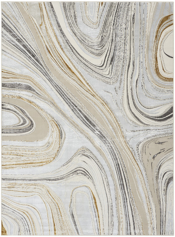 Homeroots 8' X 10' Ivory Gray And Brown Abstract Non Skid Area Rug  Polyester 550599