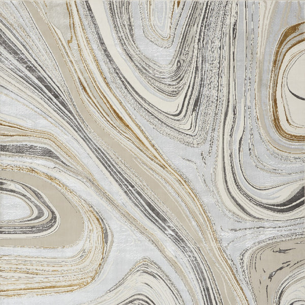Homeroots 8' X 10' Ivory Gray And Brown Abstract Non Skid Area Rug  Polyester 550599