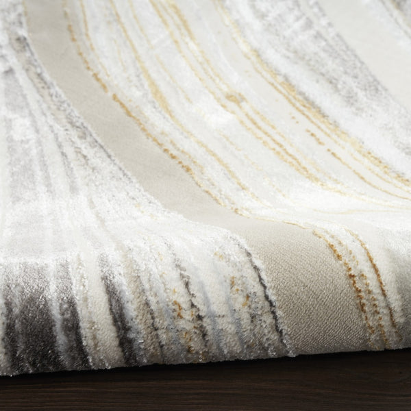 HomeRoots 8' Abstract Area Rug in Ivory, Gray & Brown - Durable Non-Skid Design Perfect for High-Traffic Spaces 8' X 10' 550599