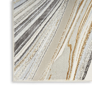 HomeRoots 8' Abstract Area Rug in Ivory, Gray & Brown - Durable Non-Skid Design Perfect for High-Traffic Spaces 8' X 10' 550599