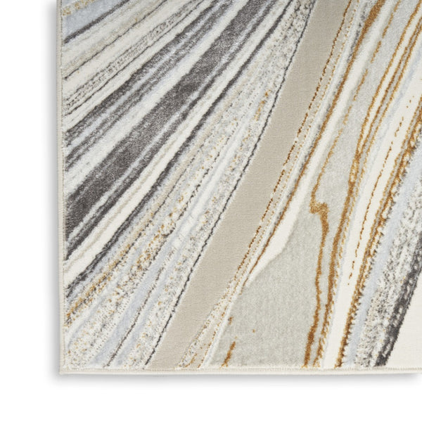 HomeRoots 8' Abstract Area Rug in Ivory, Gray & Brown - Durable Non-Skid Design Perfect for High-Traffic Spaces 8' X 10' 550599