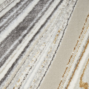 Homeroots 8' X 10' Ivory Gray And Brown Abstract Non Skid Area Rug  Polyester 550599