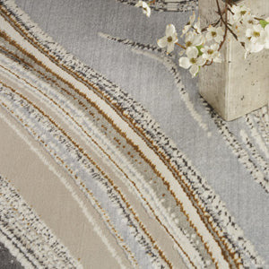 HomeRoots 8' Abstract Area Rug in Ivory, Gray & Brown - Durable Non-Skid Design Perfect for High-Traffic Spaces 8' X 10' 550599