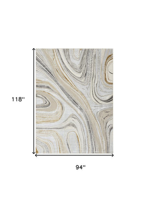 Homeroots 8' X 10' Ivory Gray And Brown Abstract Non Skid Area Rug  Polyester 550599