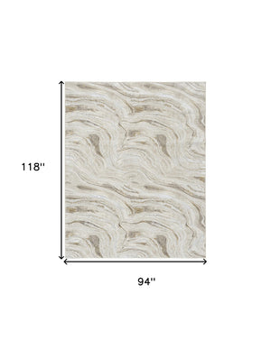 Homeroots 8' X 10' Ivory Gray And Brown Abstract Non Skid Area Rug  Polyester 550600