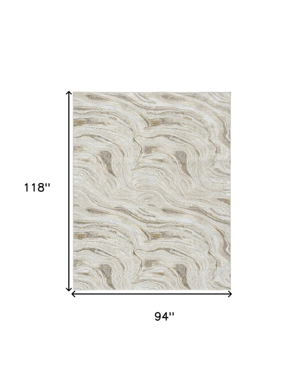 Homeroots 8' X 10' Ivory Gray And Brown Abstract Non Skid Area Rug  Polyester 550600
