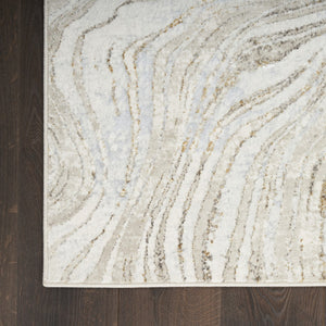 HomeRoots 5' Abstract Gold Gray and Ivory Non-Skid Area Rug - Stylish, Stain-Resistant, Durable Home Decor Piece 8' X 10' 550600