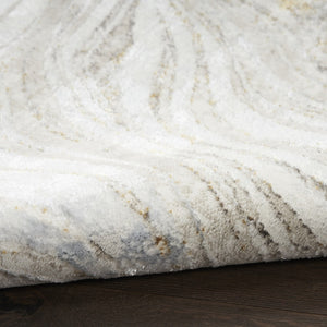 HomeRoots 5' Abstract Gold Gray and Ivory Non-Skid Area Rug - Stylish, Stain-Resistant, Durable Home Decor Piece 8' X 10' 550600