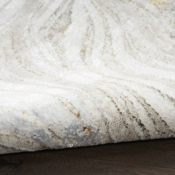 HomeRoots 5' Abstract Gold Gray and Ivory Non-Skid Area Rug - Stylish, Stain-Resistant, Durable Home Decor Piece 8' X 10' 550600