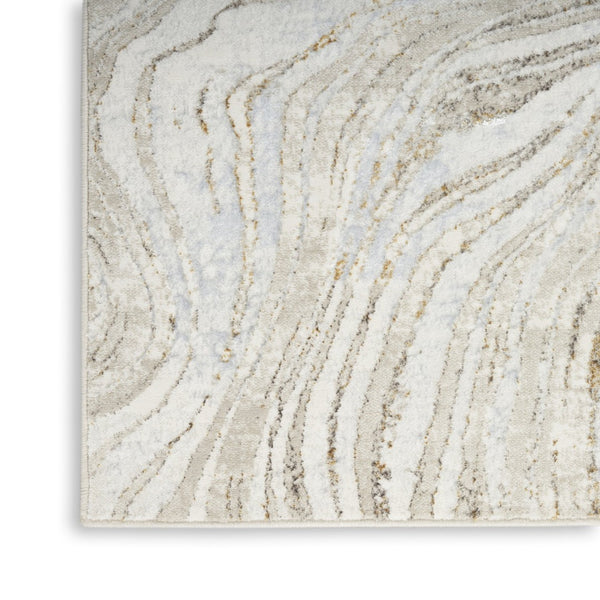 HomeRoots 5' Abstract Gold Gray and Ivory Non-Skid Area Rug - Stylish, Stain-Resistant, Durable Home Decor Piece 8' X 10' 550600