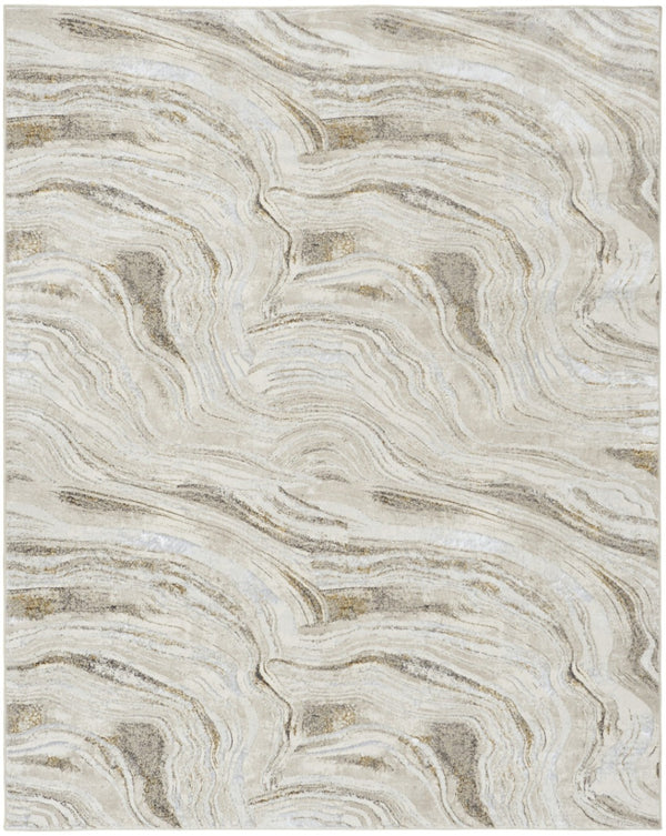 HomeRoots 5' Abstract Gold Gray and Ivory Non-Skid Area Rug - Stylish, Stain-Resistant, Durable Home Decor Piece 8' X 10' 550600