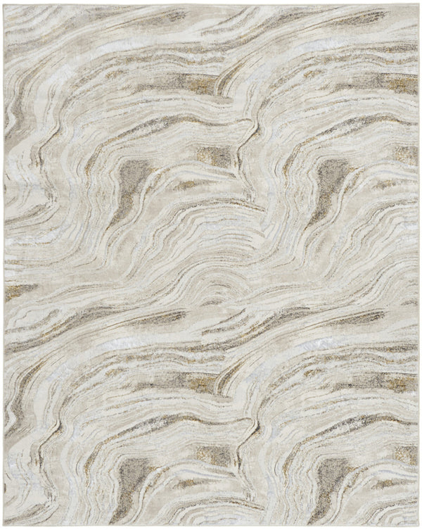 Homeroots 8' X 10' Ivory Gray And Brown Abstract Non Skid Area Rug  Polyester 550600