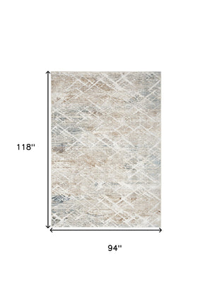 Homeroots 8' X 10' Ivory Gray And Brown Abstract Non Skid Area Rug  Polyester 550602