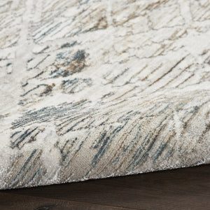 HomeRoots 5' Ivory Blue and Gray Abstract Area Rug - Modern, Stain-Resistant, Durable Design for Any Space 8' X 10' 550602