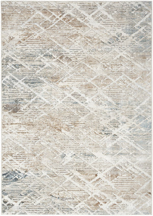 HomeRoots 5' Ivory Blue and Gray Abstract Area Rug - Modern, Stain-Resistant, Durable Design for Any Space 8' X 10' 550602