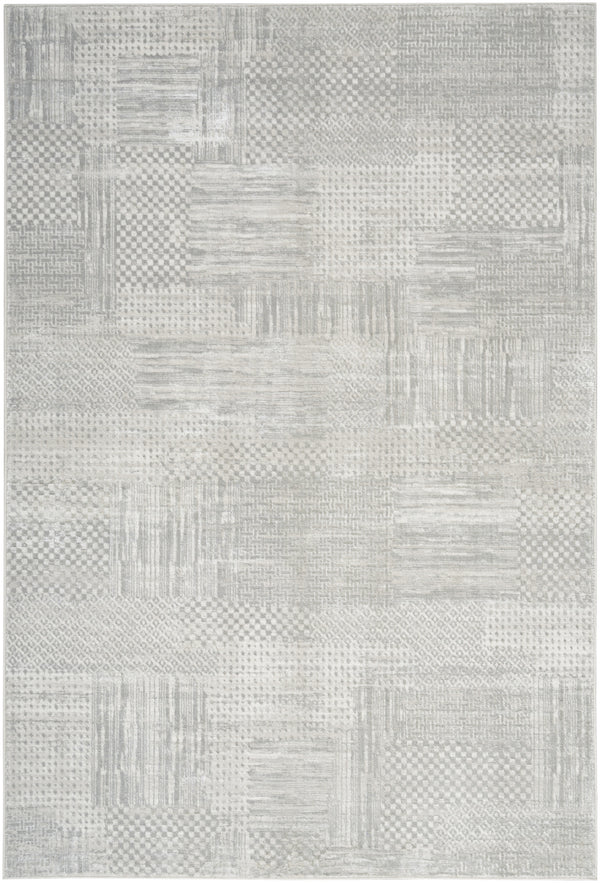 Homeroots 8' X 10' Silver And Gray Abstract Non Skid Area Rug  Polyester 550603