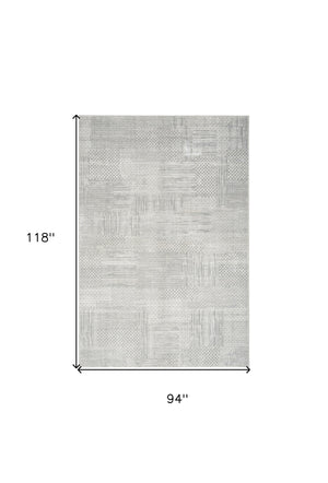 Homeroots 8' X 10' Silver And Gray Abstract Non Skid Area Rug  Polyester 550603