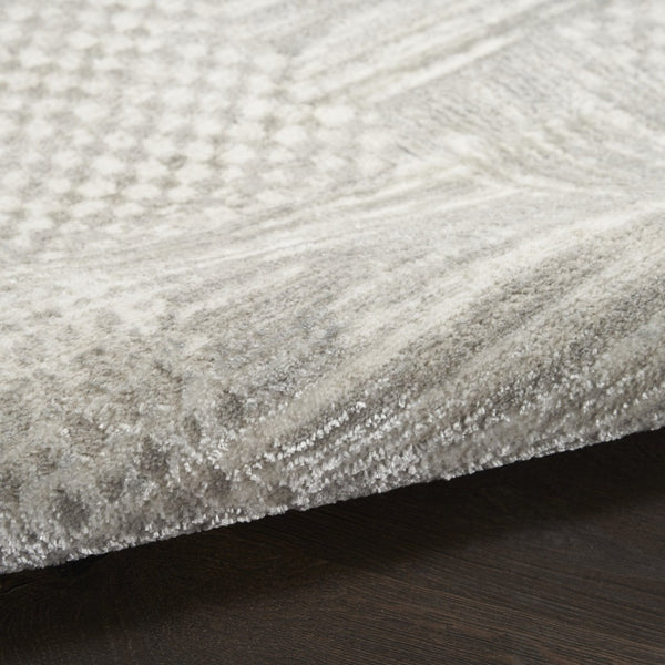 HomeRoots 5' Silver and Gray Abstract Area Rug - Modern Elegance, Non-Skid, Durable, Stain Resistant Design 8' X 10' 550603