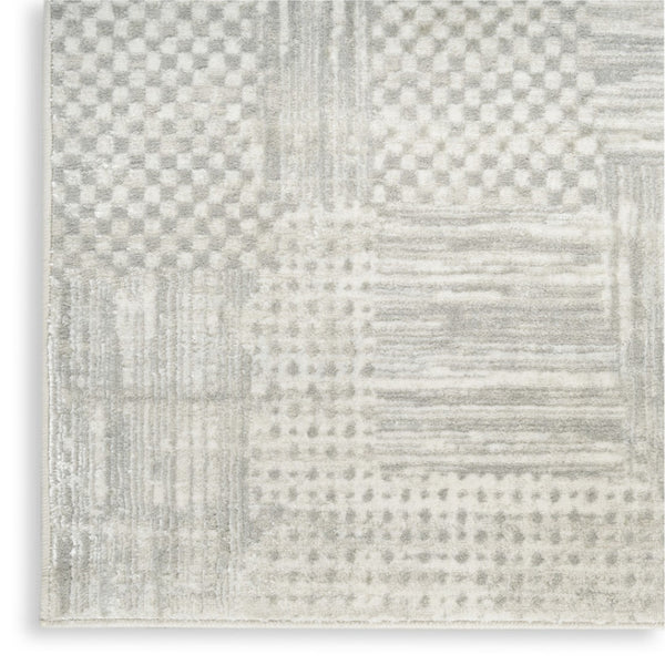 HomeRoots 5' Silver and Gray Abstract Area Rug - Modern Elegance, Non-Skid, Durable, Stain Resistant Design 8' X 10' 550603
