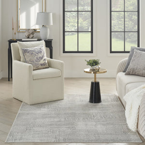 HomeRoots 5' Silver and Gray Abstract Area Rug - Modern Elegance, Non-Skid, Durable, Stain Resistant Design 8' X 10' 550603