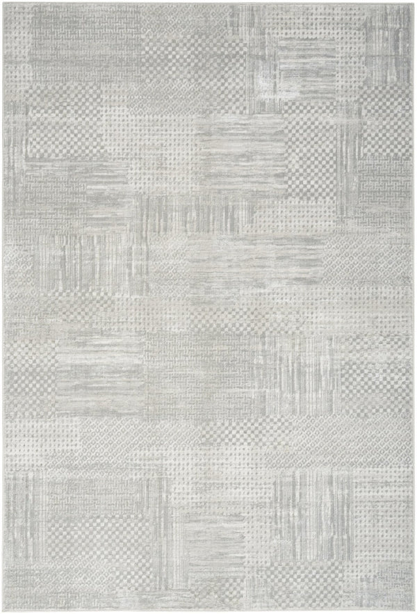 HomeRoots 5' Silver and Gray Abstract Area Rug - Modern Elegance, Non-Skid, Durable, Stain Resistant Design 8' X 10' 550603