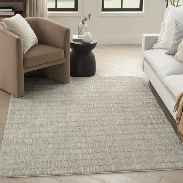 HomeRoots 5' Modern Gray and Ivory Abstract Area Rug – Stain-Resistant, Durable, Stylish Accent for Any Room 5' X 7' 550604