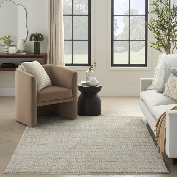 HomeRoots 5' Modern Gray and Ivory Abstract Area Rug – Stain-Resistant, Durable, Stylish Accent for Any Room 5' X 7' 550604