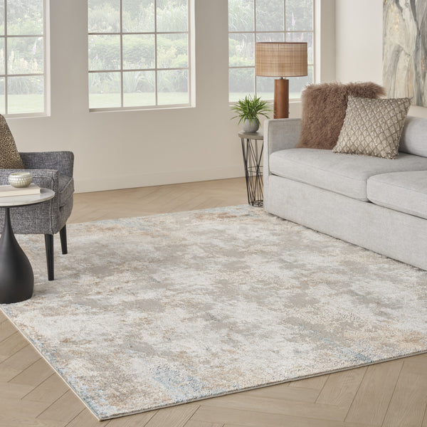 Homeroots 8' X 10' Taupe And Ivory Abstract Distressed Non Skid Area Rug  Polyester 550609
