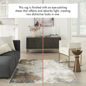 HomeRoots 5' Luxurious Ivory, Black, and Taupe Abstract Distressed Non-Skid Area Rug for Modern Homes 8' X 10' 550609