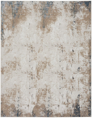 Homeroots 8' X 10' Taupe And Ivory Abstract Distressed Non Skid Area Rug  Polyester 550609