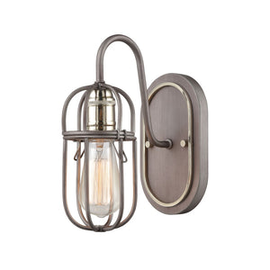 Industrial Cage 5'' Wide 1-Light Vanity Light - Weathered Zinc 55061/1 Elk Lighting