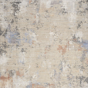 Homeroots 8' X 10' Beige Teal Blue And Gray Abstract Area Rug With Fringe  Polyester 550610