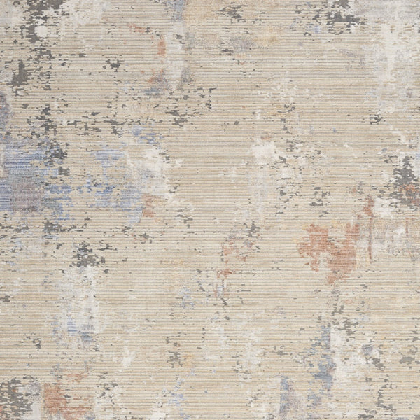 Homeroots 8' X 10' Beige Teal Blue And Gray Abstract Area Rug With Fringe  Polyester 550610