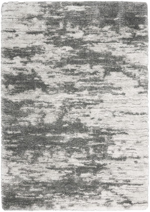 Homeroots 4' X 6' Charcoal And Ivory Abstract Shag Area Rug  Polyester 550613