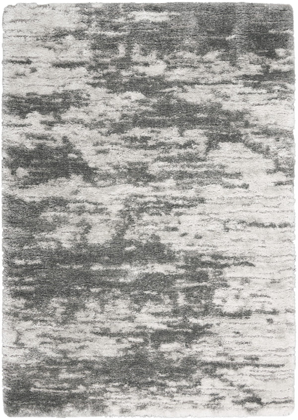 Homeroots 4' X 6' Charcoal And Ivory Abstract Shag Area Rug  Polyester 550613
