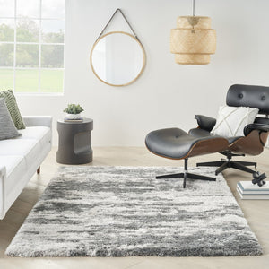 HomeRoots 4' Charcoal and Ivory Abstract Shag Area Rug - Soft, Stylish, Stain-Resistant for Modern Living Spaces 4' X 6' 550613